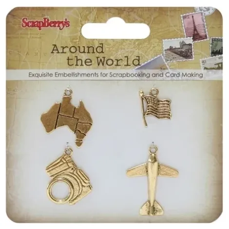 Zestaw Zawieszek Charms ScrapBerry's Around the World, 4szt
